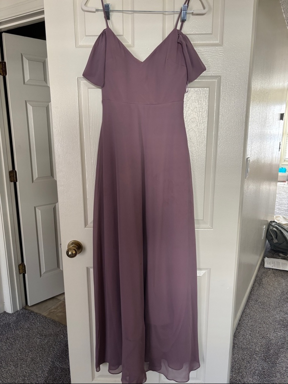 Birdy Grey Dusty Mauve Off-Shoulder Spaghetti Strap Maxi Dress